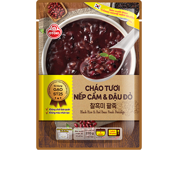 Cháo tươi nếp cẩm và đậu đỏ Otoki 220g