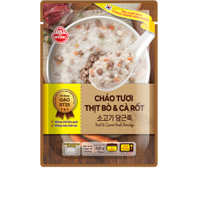 Cháo tươi thịt bò và cà rốt Otoki 220g